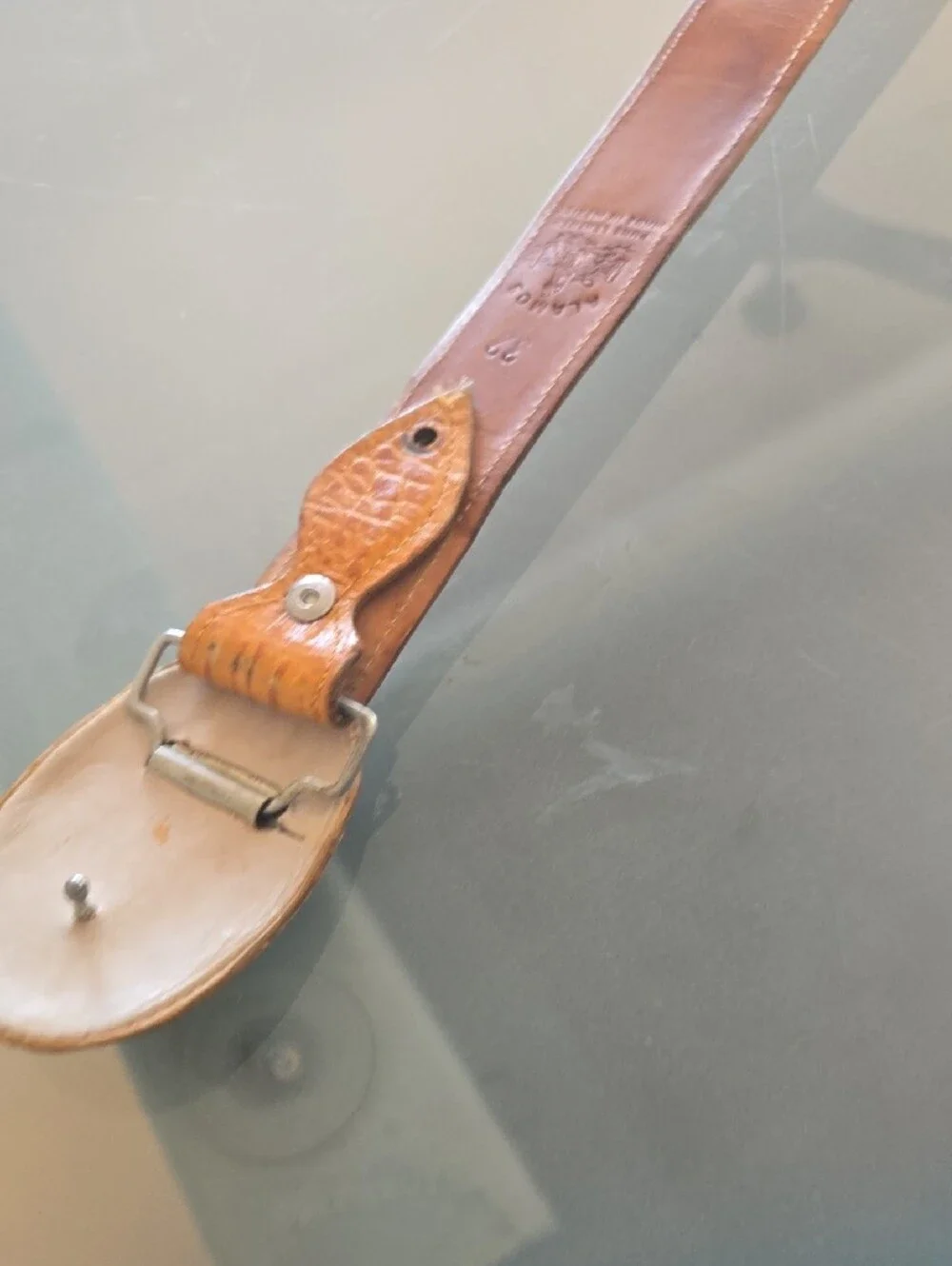 Lamo Tan Croc-Embossed Leather Belt